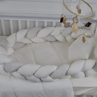 مفرش سرير أطفال ظفيرة 5 قطع أوف وايت لحماية وراحة...