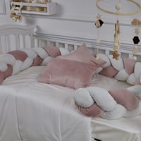 مفرش سرير أطفال ظفيرة 5 قطع وردي لحماية وراحة مثال...