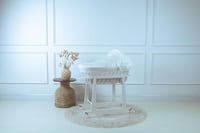 سلة موسى (خيزران ابيض) بقماش فيسبوك