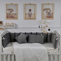 مفرش سرير أطفال مخدات 5 قطع رمادي لحماية وراحة مثا...