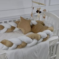 مفرش سرير أطفال ظفيرة 5 قطع بيج لحماية وراحة مثالي...