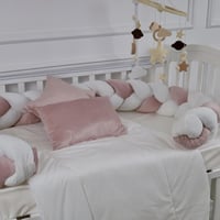 مفرش سرير أطفال ظفيرة 5 قطع وردي لحماية وراحة مثال...