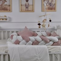 مفرش سرير أطفال ظفيرة 5 قطع وردي لحماية وراحة مثال...