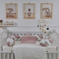 مفرش سرير أطفال ظفيرة 5 قطع وردي لحماية وراحة مثال...