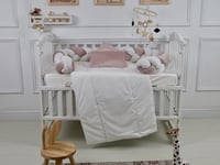 مفرش سرير أطفال ظفيرة 5 قطع وردي لحماية وراحة مثال...