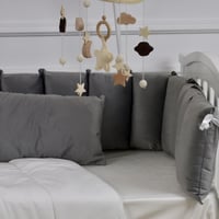 مفرش سرير أطفال مخدات 5 قطع رمادي لحماية وراحة مثا...