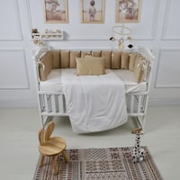 مفرش سرير أطفال مخدات 5 قطع بيج لحماية وراحة مثالي...