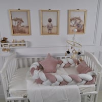 مفرش سرير أطفال ظفيرة 5 قطع وردي لحماية وراحة مثال...