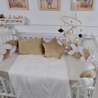 مفرش سرير أطفال ظفيرة 5 قطع بيج لحماية وراحة مثالي...