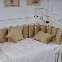 مفرش سرير أطفال مخدات 5 قطع بيج لحماية وراحة مثالي...