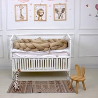 مفرش سرير أطفال ظفيرة 5 قطع بيج بتصميم حصري لحماية...