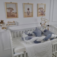 مفرش سرير أطفال ظفيرة 5 قطع أزرق فاتح لحماية وراحة...