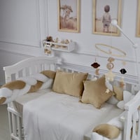 مفرش سرير أطفال ظفيرة 5 قطع بيج لحماية وراحة مثالي...