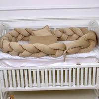 مفرش سرير أطفال ظفيرة 5 قطع بيج بتصميم حصري لحماية...