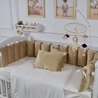 مفرش سرير أطفال مخدات 5 قطع بيج لحماية وراحة مثالي...
