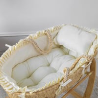 تلبيسه سلة موسى قماش قطن سكري بإطراف مكشكشة