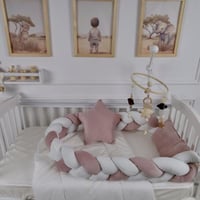 مفرش سرير أطفال ظفيرة 5 قطع وردي لحماية وراحة مثال...