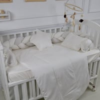 مفرش سرير أطفال ظفيرة 5 قطع أوف وايت لحماية وراحة...