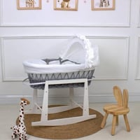 سلة موسى (خيزران رمادي ) مع قماش حبوب الرمان