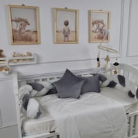 مفرش سرير أطفال ظفيرة 5 قطع رمادي لحماية وراحة مثا...