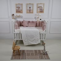 مفرش سرير أطفال مخدات 5 قطع وردي لحماية وراحة مثال...