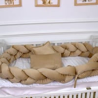 مفرش سرير أطفال ظفيرة 5 قطع بيج بتصميم حصري لحماية...