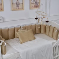 مفرش سرير أطفال مخدات 5 قطع بيج لحماية وراحة مثالي...