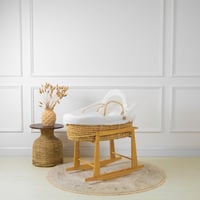 سلة موسى قش بقماش مقلم اوف وايت