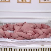 مفرش سرير أطفال ظفيرة 5 قطع وردي بتصميم حصري لحماي...