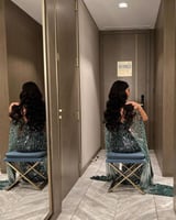 فستان سهرة اخضر تطريز كامل