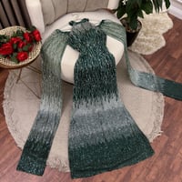 فستان سهرة اخضر تطريز كامل