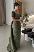 فستان سهرة اوف شولدر بلونين