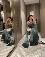 فستان سهرة اخضر تطريز كامل