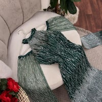 فستان سهرة اخضر تطريز كامل