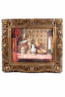 لوحة جدارية كبيرة بإطار خشبي مطلي باللون الذهبي ال...