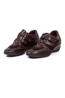 حذاء نسائي جلدي أنيق بدرجة بني داكن – مقاس 37