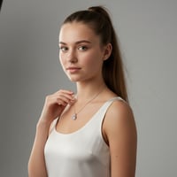 سلسال من الفضه الخالص و مطلي ذهب أبيض مع ألماسة ال...