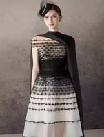 فستان أنيق ثلاثي الأبعاد مزخرف بشبكة متداخلة