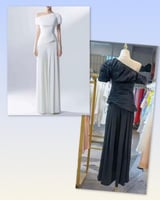 طقم بنطلون عصري وبلوزه بياقة قطرية وأكمام قصيرة