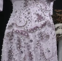 فستان سهرة من التول الفاخر المطرز (قطعتين مطرز )