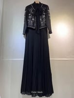 فستان أنيق بجاكيت مطرز بالفصوص مناسب للأمهات وللسه...