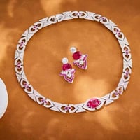 طقم قلادة الترقوة وحلق كوروندوم أرجواني جديد للنسا...