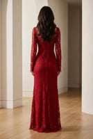 فستان سهرة أنيق حورية البحر بخصر عالٍ وقصة ضيقة، ب...