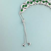 طقم قلادة المروحه وحلق من الزركون الأخضر جديد للنس...