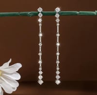 حلق طويل متدلي من الفضة الأصلي والمطلي بالذهب الأب...