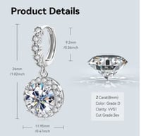 حلق مرصع بماسة المويسانيتي 2 قيراط / MS 009