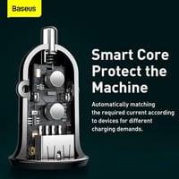 شاحن سيارة جراين برو من باسيوس بلون اسود، يو اس بي