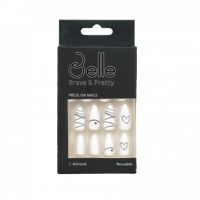 بيل اظافر صناعية لصق ذاتي شكل لوزي لون أبيض مرسوم...