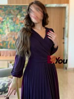 فستان ماكسي نيلي بلمعة خفيفة