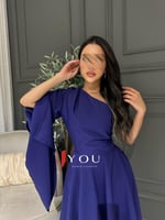 فستان سهرة بنفسجي بكتف واحد مع كم واسع بتصميم غير...